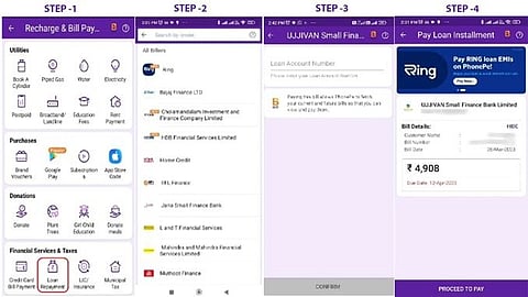 The process of Loan payment on PhonePe