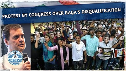 Protest by Congress over RaGa's disqualification