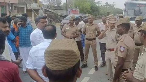 Police personnel deployed in Cuddalore.