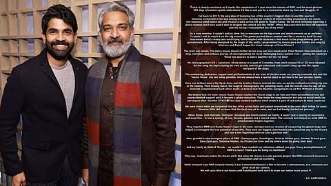 (L-R): S.S. Karthikeya, S.S. Rajamouli ; S.S. Karthikeya's long note on twitter