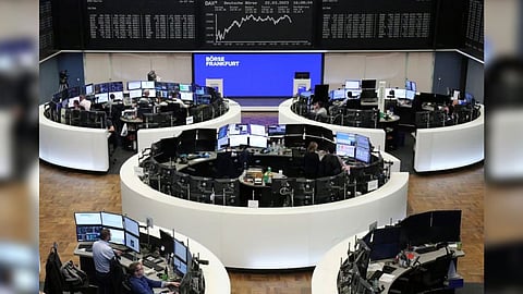 The German share price index DAX graph is pictured at the stock exchange in Frankfurt, Germany