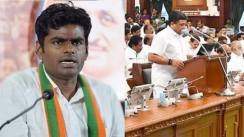 (L)  TN BJP Chief Annamalai; Finance Minister Palanivel Thiaga Rajan