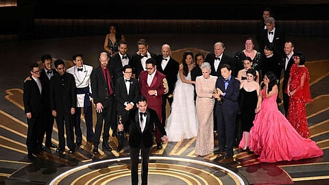 Jonathan Wang accepts the Oscar for Best Picture for "Everything Everywhere All at Once"