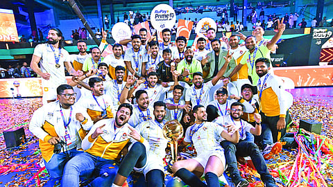The victorious Ahmedabad Defenders team