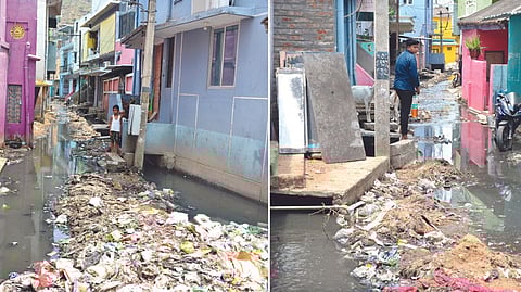 Residents navigating sewage filled Nalannan Street in Vellore