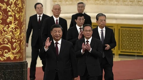 New members of the Politburo Standing Committee at the Great Hall of the People in Beijing
