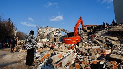 Rubble and debris at Kahramanmaras, Turkey.