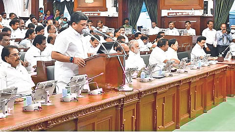 Finance Minister Palanivel Thiaga Rajan presenting the budget for 2023-24 on Monday.