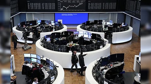 The German share price index DAX graph is pictured at the stock exchange in Frankfurt, Germany