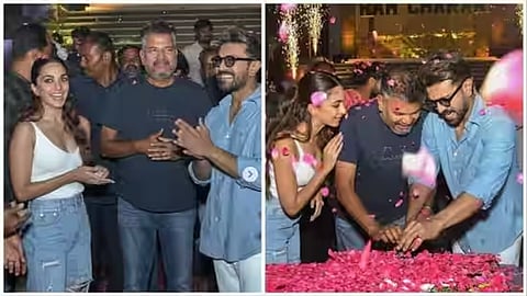 Ram Charan cuts birthday cake on RC15 set with Kiara Advani