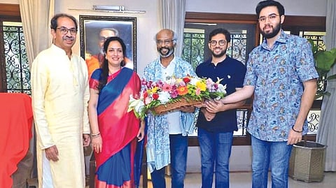 Superstar Rajinikanth with 
Uddhav Thackrey on Saturday