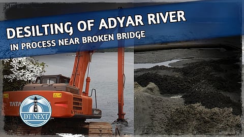 Desilting of the Adyar river in process near broken bridge