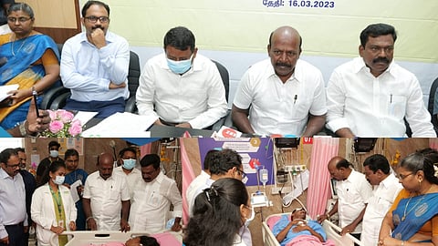 Health Minister Ma Subramanian at Panimalar Medical College Hospital in Tiruvallur