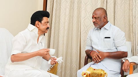 O Panneerselvam in conversation with Stalin