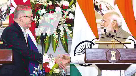 Anthony Albanese with Narendra Modi