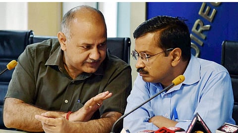 Delhi Deputy Chief Minister Manish Sisodia (left) with Chief Minister Arvind Kejriwal