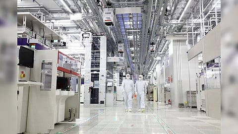 A view shows Samsung Electronics' chip production plant at Pyeongtaek, South Korea