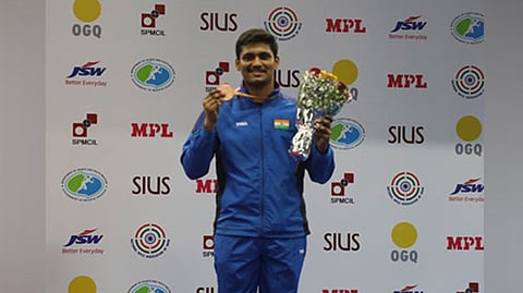 Rudrankksh Patil after winning bronze in men's 10m Air Rifle.