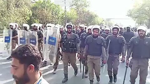 Police force outside Imran Khan's residence in Lahore