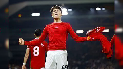 Manchester United's Alejandro Garnacho celebrates scoring their second goal Action