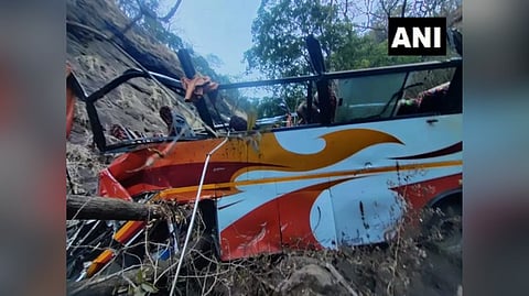The bus that fell into ditch