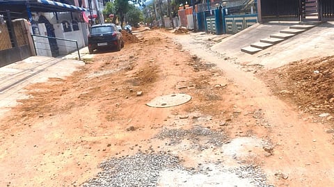 The dug up Nalla Thambi first lane street in Pammal