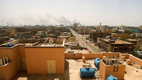 Smoke rises over buildings during clashes between the paramilitary Rapid Support Forces and the army in Khartoum
