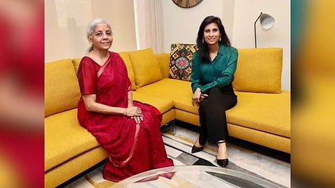 Union Finance minister Nirmala Sitharaman with IMF Deputy Managing Director Gita Gopinath