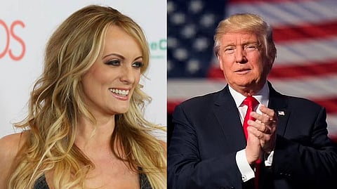 (L) Stormy Daniels; Donald Trump(R)