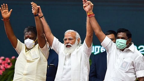 O. Panneerselvam, Prime Minister Narendra Modi and Edappadi K. Palaniswami