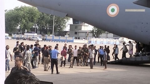 The people have been brought home from the Saudi Arabian city of Jeddah, where India has set up a transit camp for the evacuees