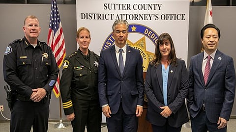 California Attorney General Rob Bonta with police officials