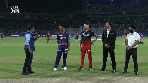 RCB captain Faf du Plessis and KKR captain Nitish Rana