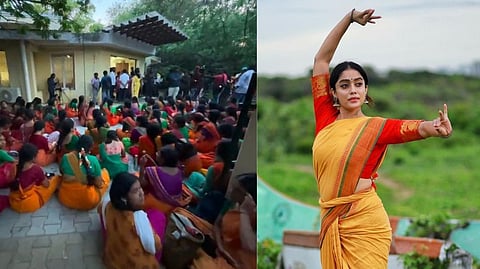 Students protesting on the campus;  Abhirami Venkatachalam