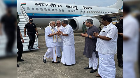 Prime Minister Narendra Modi was welcomed by Union Minister Ashwini Vaishnaw, Kerala Governor Arif Mohammed Khan, Chief Minister Pinarayi Vijayan, and Lok Sabha MP and Congress leader Shashi Tharoor