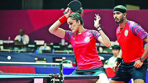 A file photo of Manika Batra and Sharath Kamal