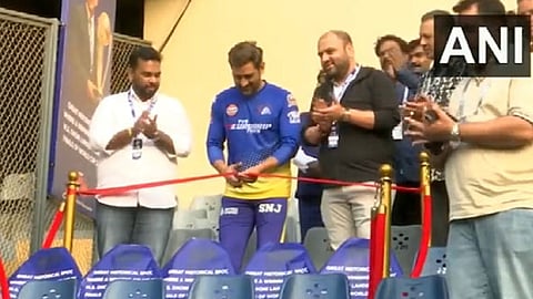 Mahendra Singh Dhoni inaugurating 2011 World Cup victory memorial