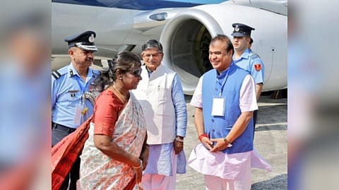 President Droupadi Murmu was greeted at the airport by Governor Gulab Chand Kataria and Chief Minister Himanta Biswa Sarma