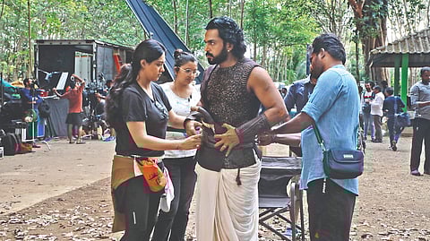 Visuals from the sets of  Ponniyin Selvan