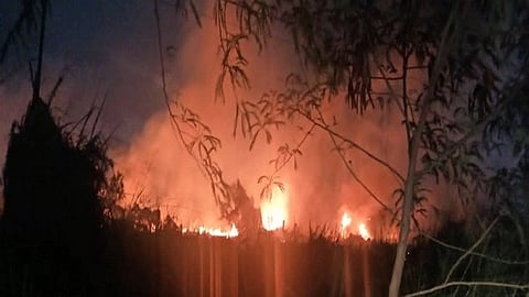 Fire on CoPA land at Wellingdon Island in Kochi.