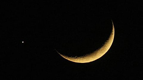 The sighting of the crescent moon which is supposed to denote the start of the Shawwal month in the lunar Islamic calendar