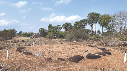 The excavation site at Kizhnamandi in Tiruvannamalai district