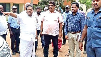 Minister inspecting Mahabalipuram