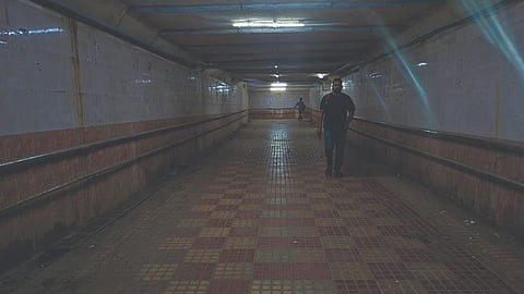 One of the badly-lit subway in the southern part of Chennai city