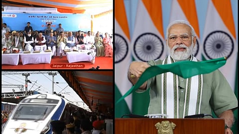 Prime Minister Narendra Modi flagged off poll-bound Rajasthan's first Vande Bharat express on Wednesday.
