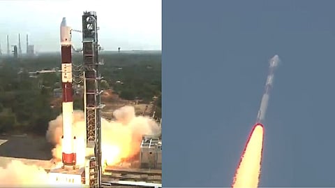Indian Space Research Organisation (ISRO) launches its PSLV-C55 with two Singaporean satellites for Earth observation, from Sriharikota.