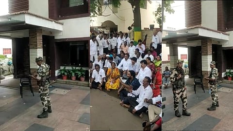 protest and security near DMK MLA MK Mohan's residence