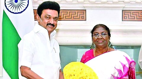 File picture of Chief Minister MK Stalin greeting President
Droupadi Murmu