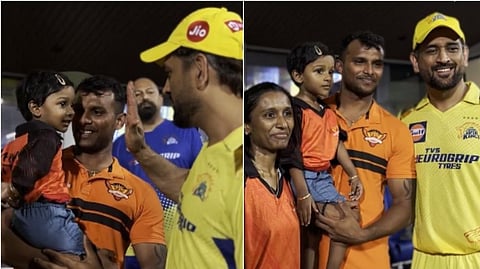Natarajan's family with Dhoni