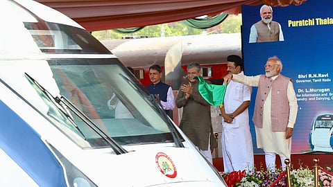 PM flags off the Vande Bharat train bound to Coimbatore from Chennai Central railway station